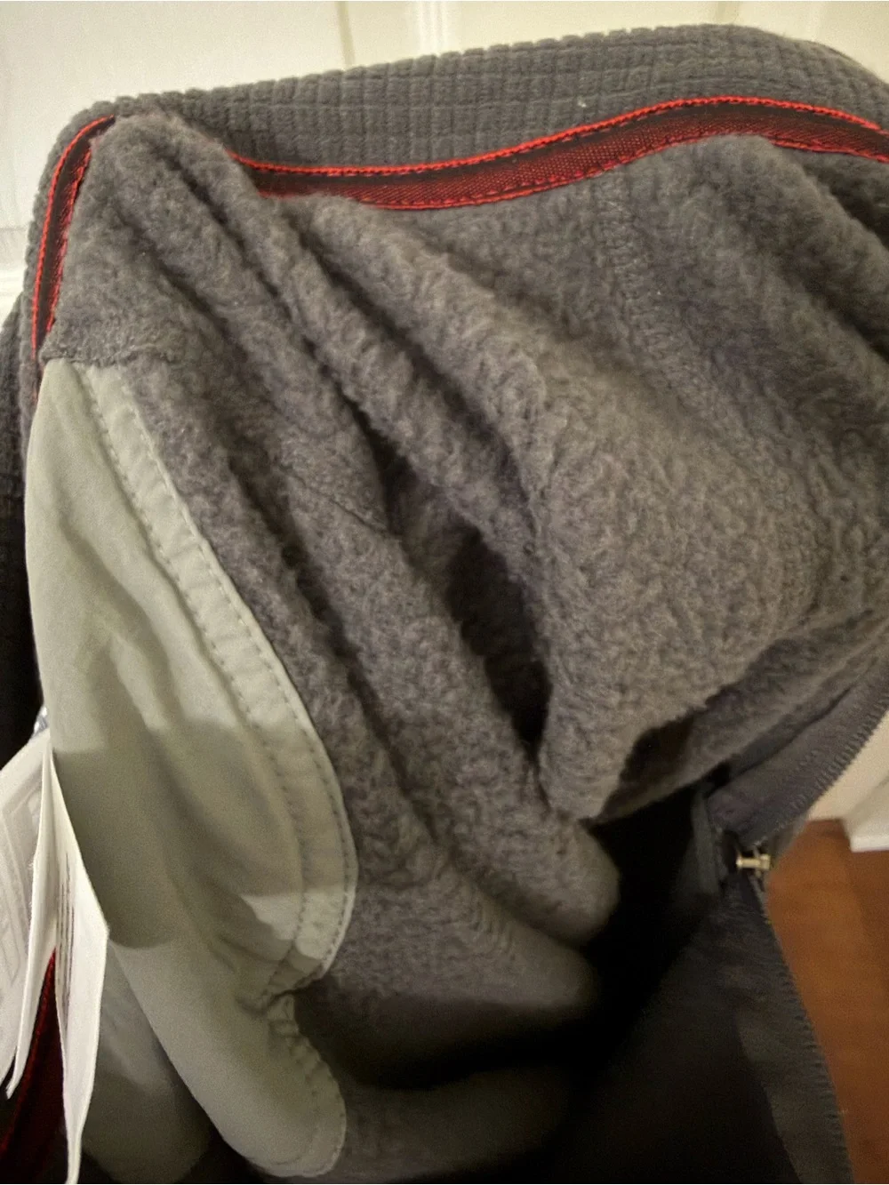 The North Face Mens Waffle Grid Fleece Quarter Zip Pullover Charcoal Gray L